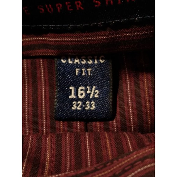 Stafford Performance Button Up Shirt Men's 16 1/2 32/33 Maroon Long Sleeve - Picture 7 of 7